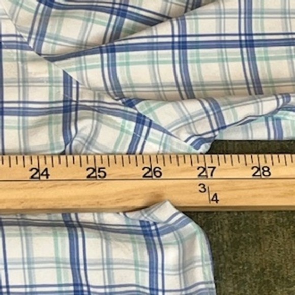 Peter Millar Crown Crafted Mens XXL Blue Green Plaid Performance Shirt - Picture 6 of 7